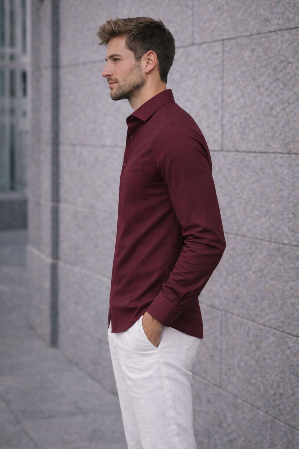 6518SKSPBO - CAMISA SKINNY SUPER PREMIUM BORDÓ
